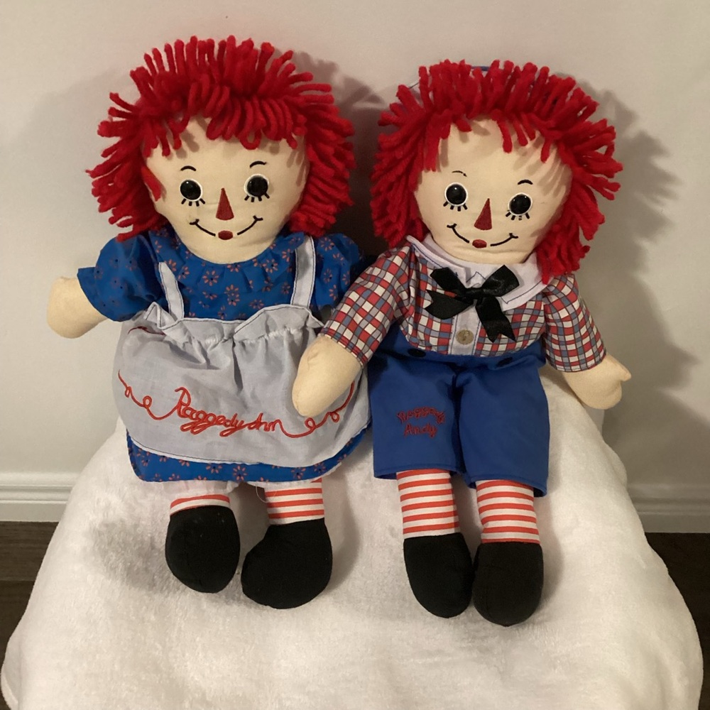 Raggedy Ann & Andy Dolls - Red Hair, Blue Outfits
